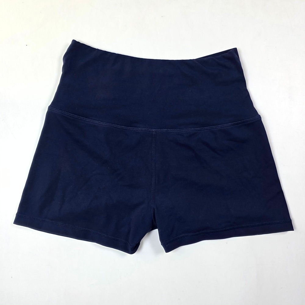 CRZ YOGA Biker Shorts Women Large Navy Blue Crossover High Waisted Athletic Gym